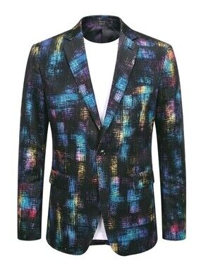 Inserch Blazer Mens XL Geometric Abstract Pattern Slim Fit Limited Edition